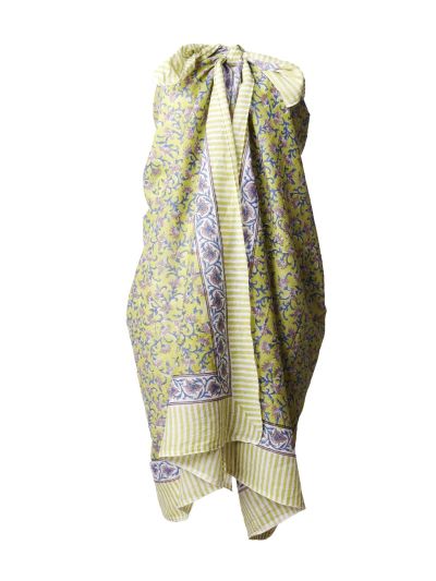 Sarong in de kleur pistache met bloemenprint