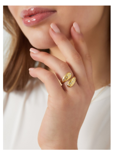 Chunky teardrops ring met strass