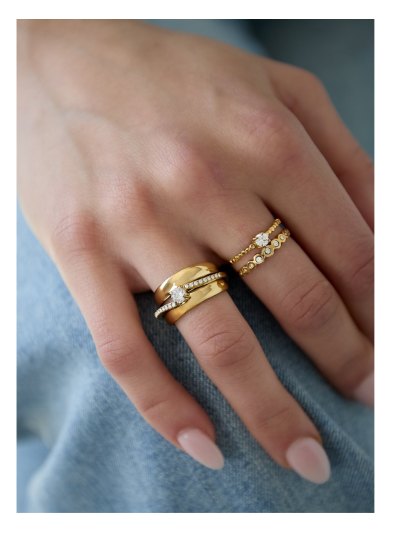 Layered ring met strass steentjes