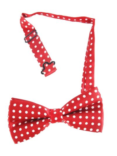 Rode satijnen vlinderstrik met polka dot print