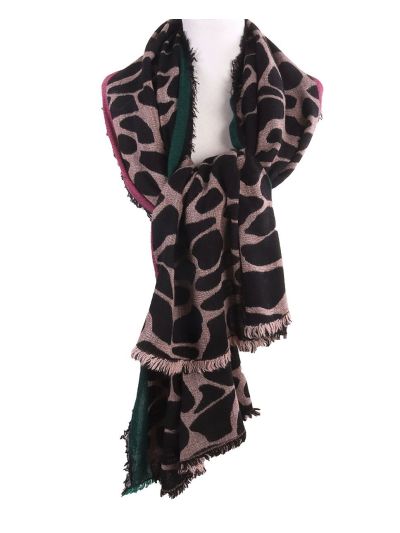 Sjaal met cheetah print in groen en roze-tinten