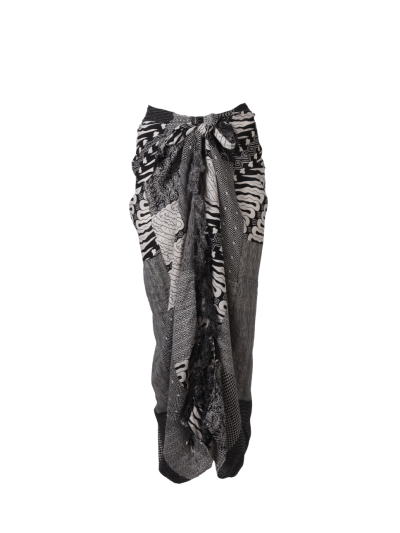 Sarong met mixed print in zwart-wit