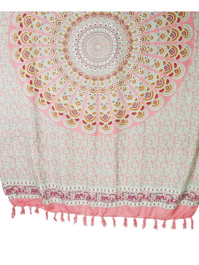 Sarong met ornament in roze en mintgroen