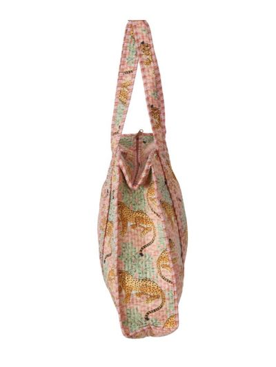 Gewatteerde schoudertas/shopper met panterprint