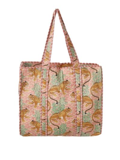 Gewatteerde schoudertas/shopper met panterprint