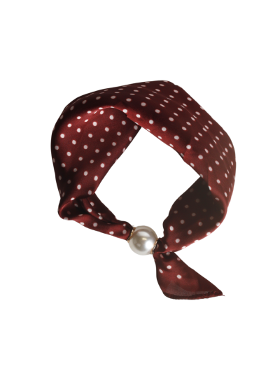 Polkadot sjaaltje met parel sluiting 