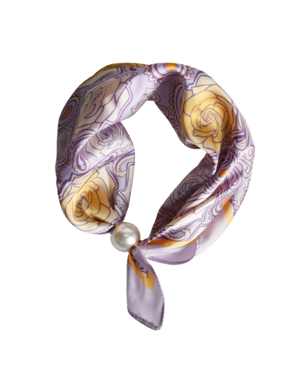 Sjaaltje met paisley print en parel sluiting