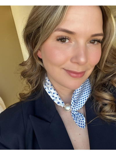 Polkadot sjaaltje met parel sluiting 
