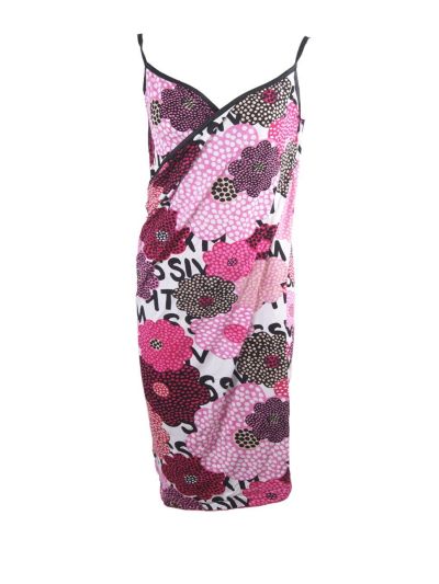 Wikkeljurk met bloemenprint in roze-zwart