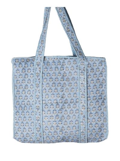Gewatteerde shopper in lichtblauw