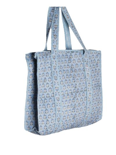 Gewatteerde shopper in lichtblauw