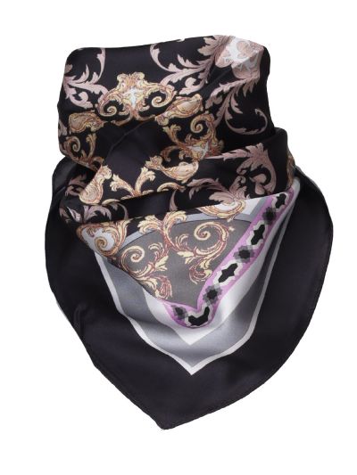 Vierkante zijde-blend sjaal met ornament print