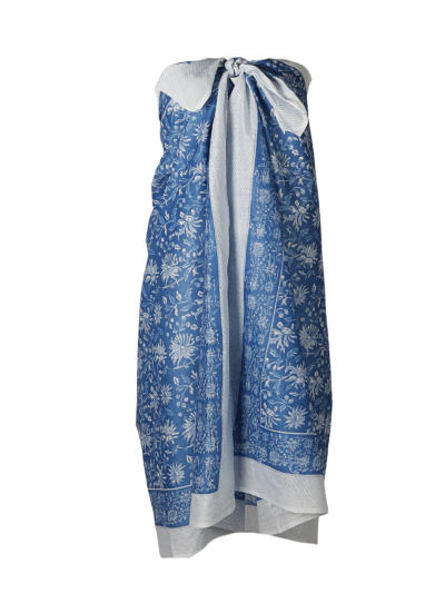 Ayla pareo in blauw met bloemenprint