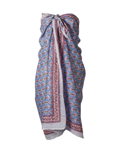 Maud sarong in denimblauw met bloemenprint