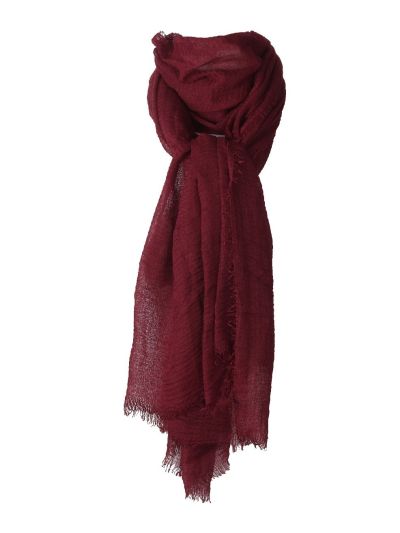 Burgundy sjaal met rafel franjes