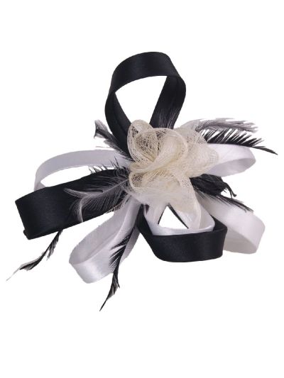 Zwart/witte haaraccessoire met satijnen bogen