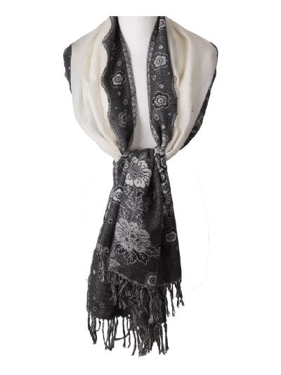 Wollen pashmina stola in ecru
