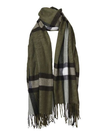  Pashmina sjaal in legergroen met klassiek ruitpatroon