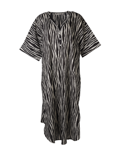 Katoenen kaftan jurk met zebraprint