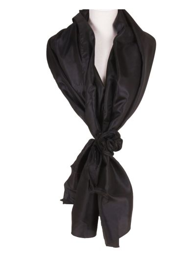 Zwarte stola van taft met losse rozen corsage