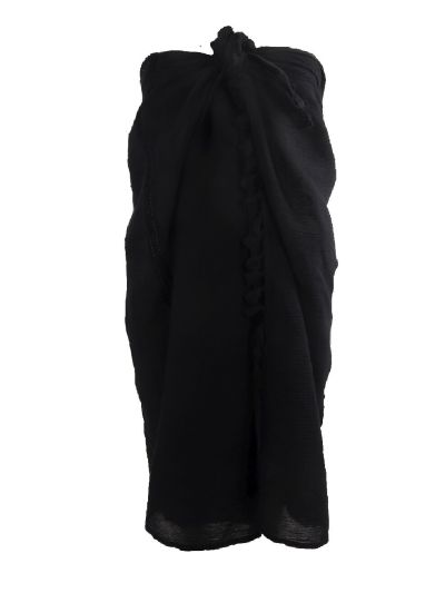 Katoenen sarong in zwart met kwasten franje