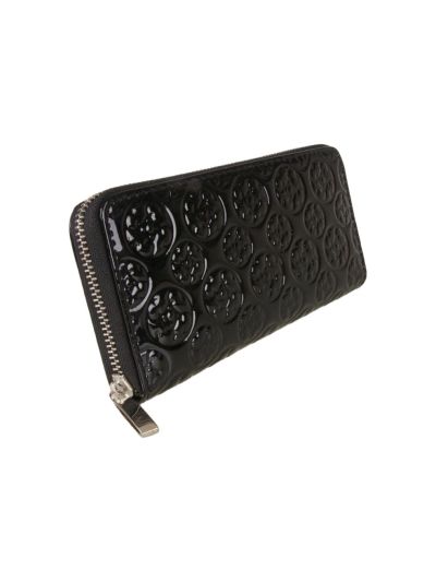 Zwarte boFF zip arround lakportemonnee met ornamentstructuur