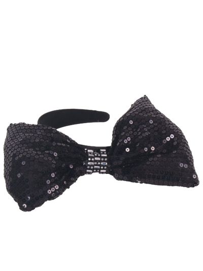 Zwarte xl-paillettenstrik met strass op diadeem