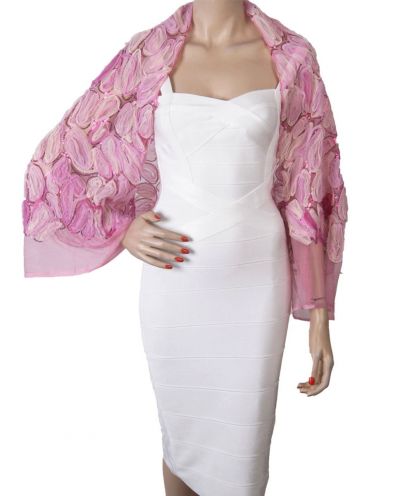 Bolero stola met pailletten en lintstiksels in roze tinten