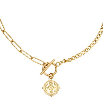 Goudkleurige ketting met ''Eyes on you'' bedeltje