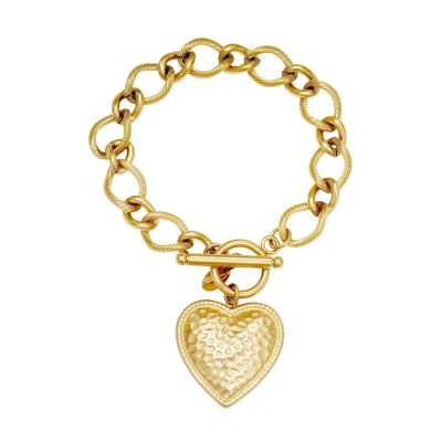 Goudkleurige schakelarmband met hart-bedeltje
