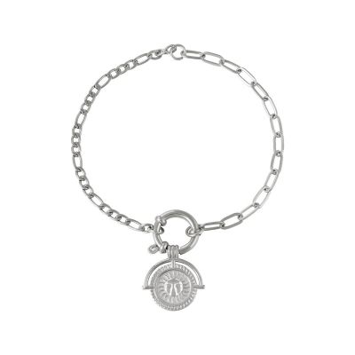 Zilverkleurige schakelarmband met bedeltje