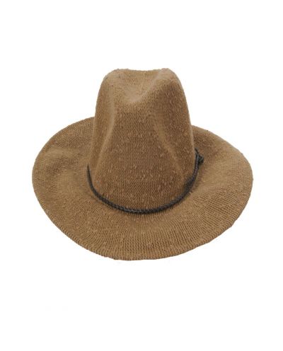 Fedora hoed van beige bouclé