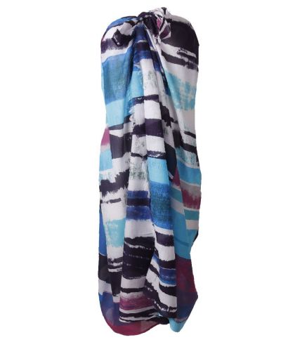Aline pareo met abstract print in blauw en paars