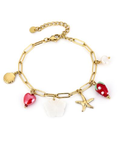 Goudkleurige schakelarmband met bedels