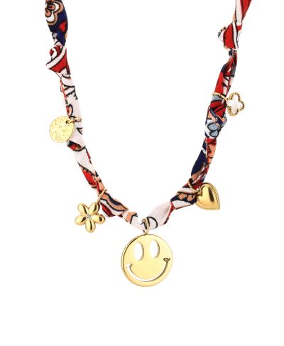 Bandana gevlochten ketting met smiley 