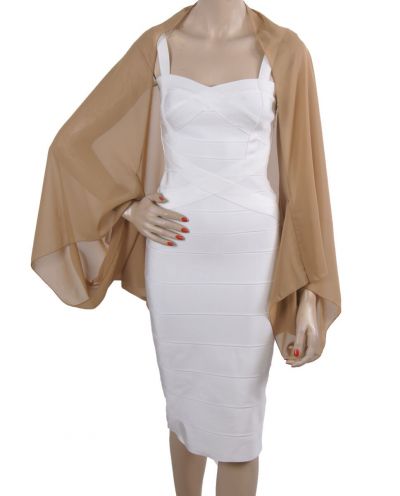 Beige bolero stola van crêpe voile