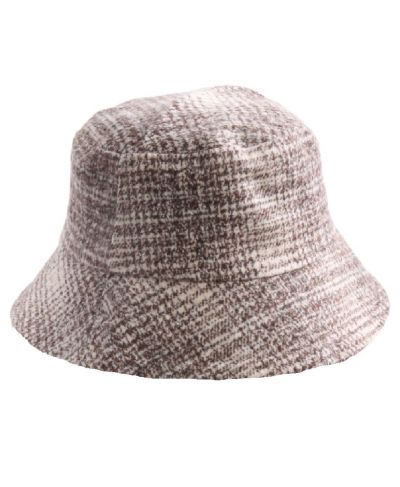Gemêleerd bucket hoedje in bruin en ivoor