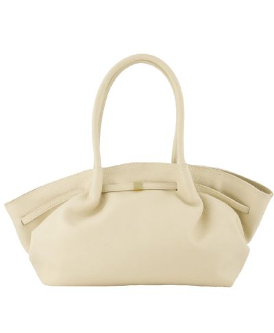 Mila lederen schoudertas in beige