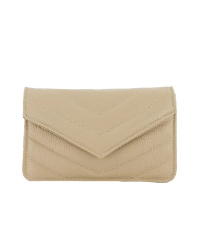 Lederen crossbody clutch in taupe