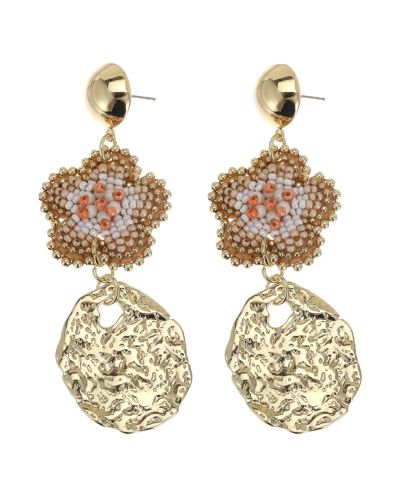 Leonora statement oorbellen in beige