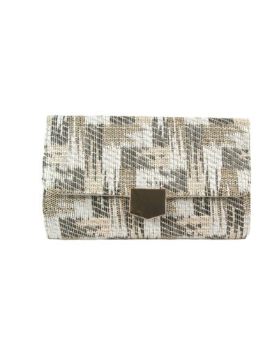 Beige/grijze clutch met grove weefstructuur