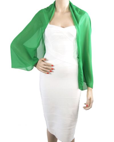 Biljartgroene korte bolero stola van crêpe voile