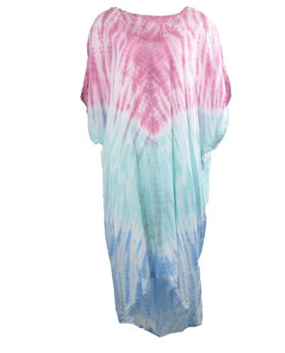 Jurk met tie dye print in roze en mintgroen