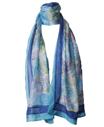 Zijden sjaaltje met geïllustreerde bloemenprint