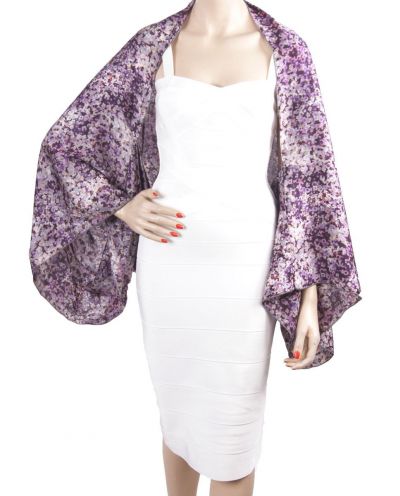 Satijnen bolero stola met bloemenprint 