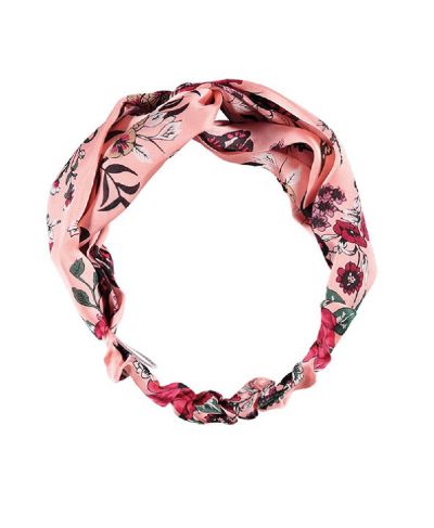 Lichtroze haarband met bloemenprint
