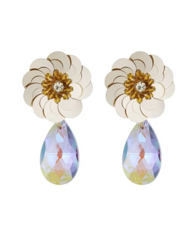 Bloemen oorhangers met strass
