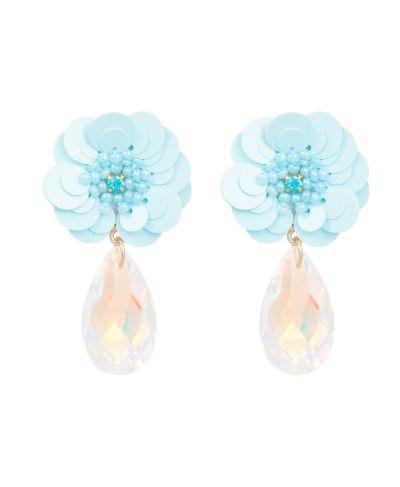 Bloemen oorhangers met strass