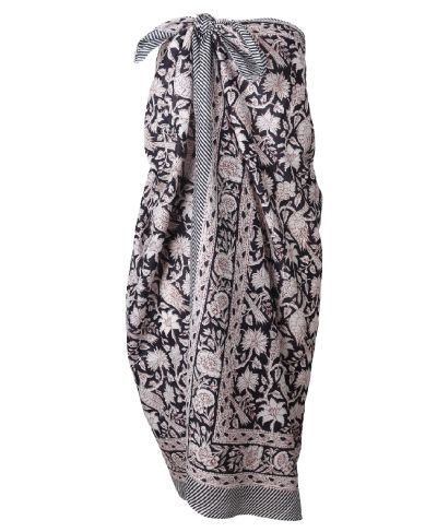 Zwarte sarong met bloemenprint