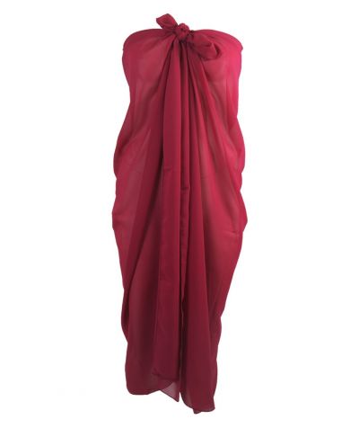 Pareo van crêpe voile in framboosrood